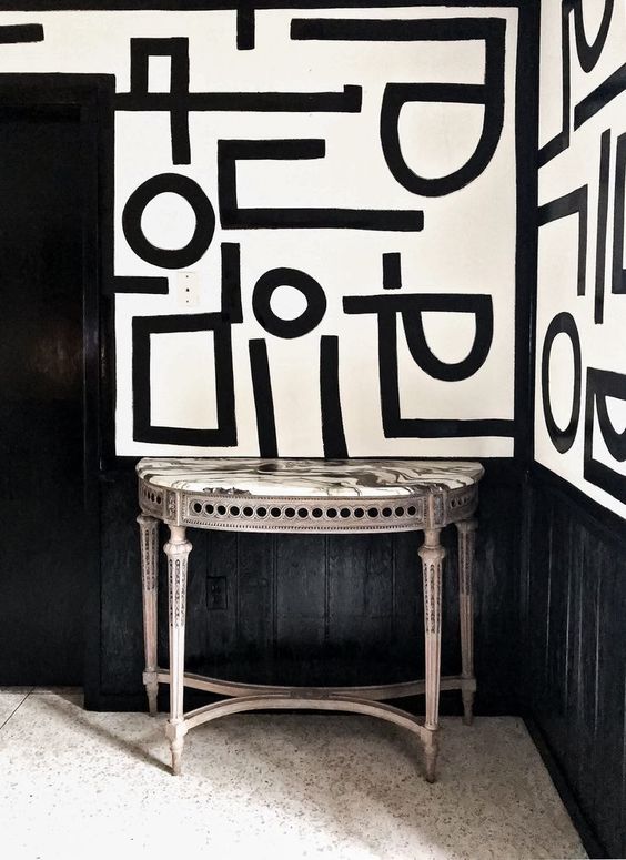2020 Wallcovering Trends | Monochrome Wallpaper Is Back! Houzz Says So! 4 justyn, graphic monochrome wallpaper trends, 2020 wallcovering trends,